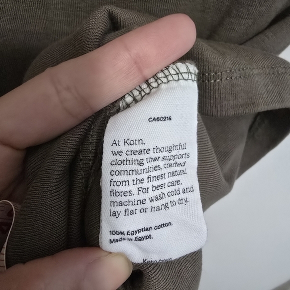 Kotn olive green 100% European cotton Pullover longsleeve Midi dress - Picture 7 of 8